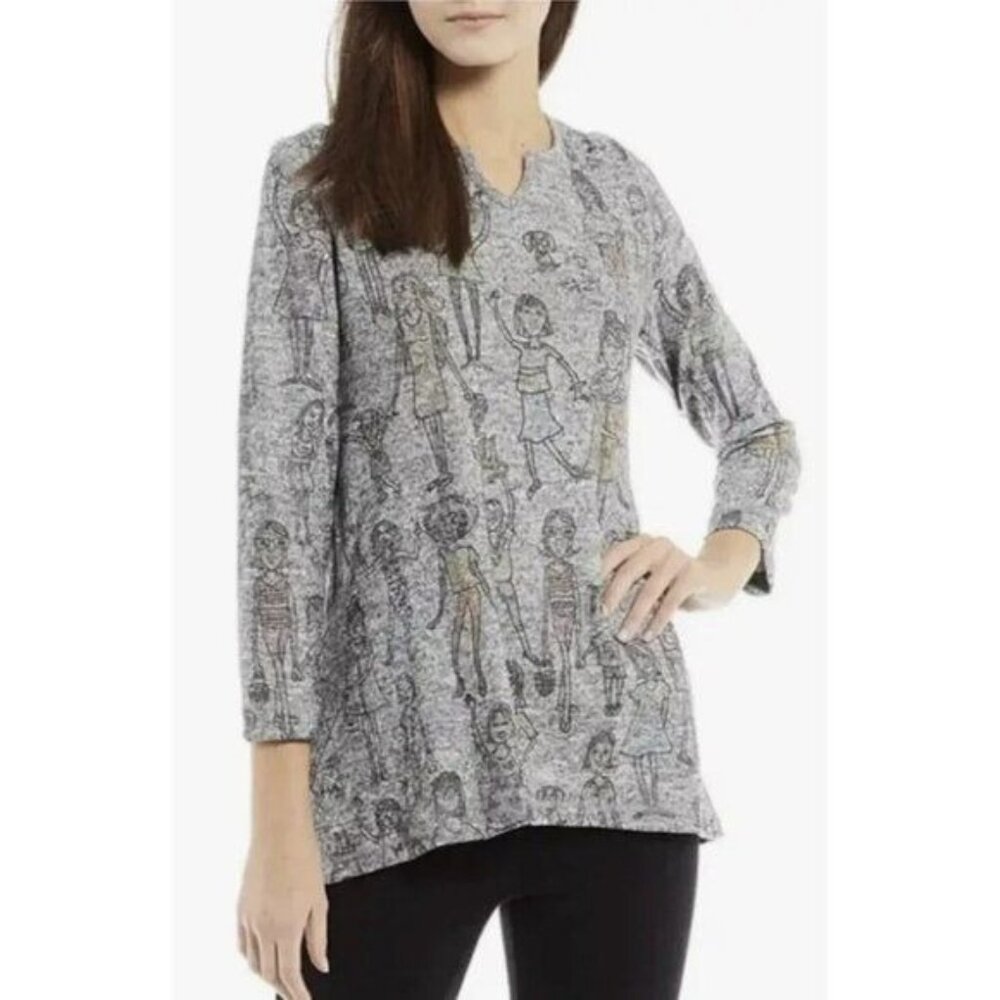 Ali Miles Women’s Heather Gray "GIRL POWER" Knit Tunic Top